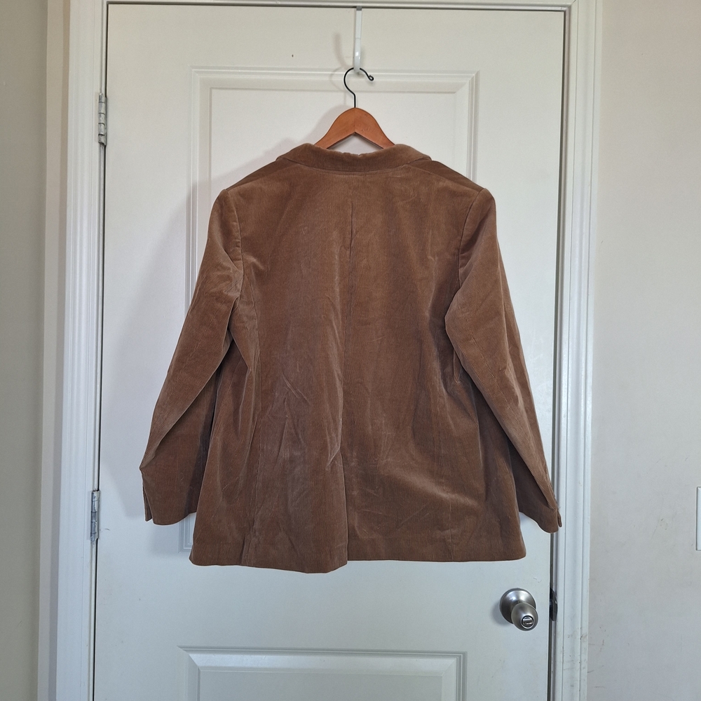 Lauren Ralph Lauren Corduroy Blazer Tan Bullion Crest Patch Sport Coat Size 18W - Picture 3 of 7